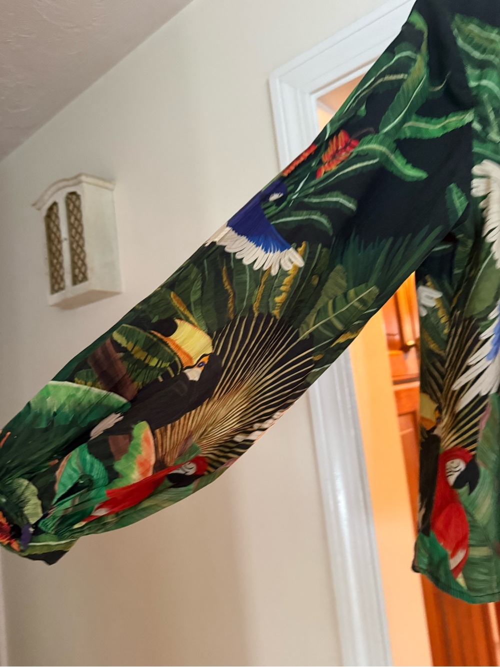 FARM Rio Jungle Bird Print Long-Sleeve Tunic — Green, Blue, Red - Picture 4 of 4